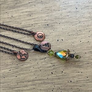 Chic Copper Charm Layering Necklace Trio